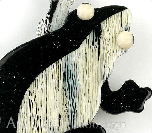 Lea Stein Rhana The Leaping Frog Brooch Pin Black Grey Gallery