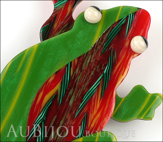 Lea Stein Rhana The Leaping Frog Green Brooch Pin Green Red Gallery