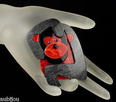 Lea Stein Saga The Monkey Brooch Pin