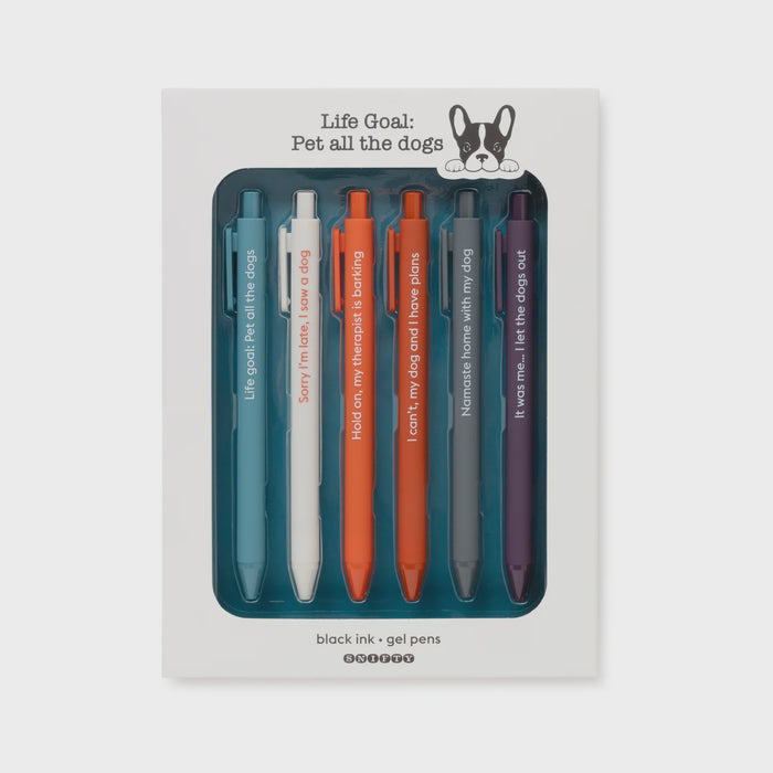 Life Goal Pet All The Dogs Black Ink Gel Pens 6pk
