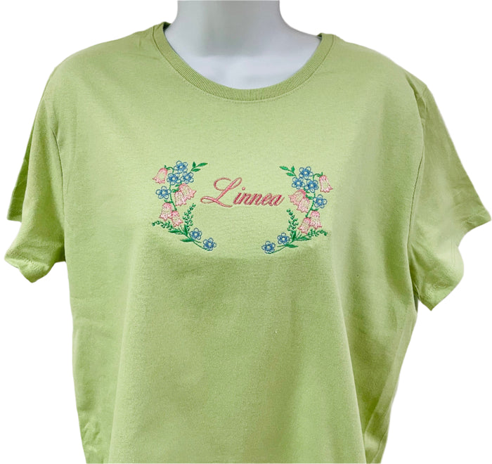 Linnea on Pistachio Green T-shurt