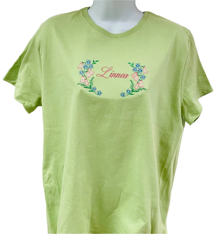 Linnea on Pistachio Green T-shurt