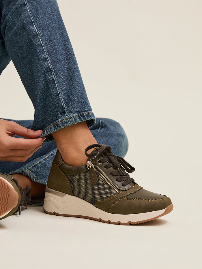 Luca Khaki Wedge Trainers