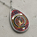 Lumsden clan Scottish tartan necklace with clan crest on tartan background