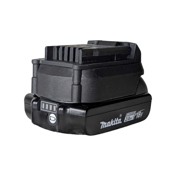 Makita 18V LXT to CAT 18V battery adapter - fitted to the Makita 18V LXT battery, CAT tool-side face upward