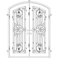 Thermally broken double arch steel entry door with insulated glass and galvanized steel frame