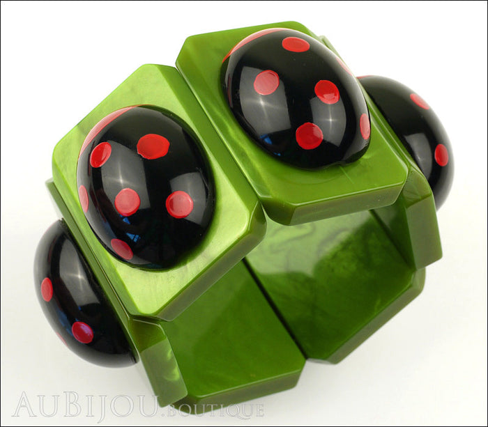 Marie-Christine Pavone Bracelet Ladybug Insect Green Black Galalith Paris France Gallery
