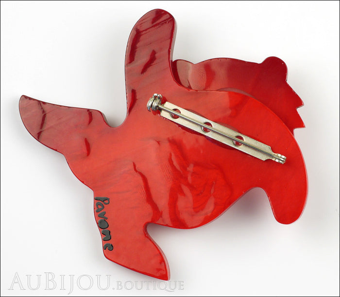 Marie-Christine Pavone Brooch Teddy Bear Red Galalith Paris France Side