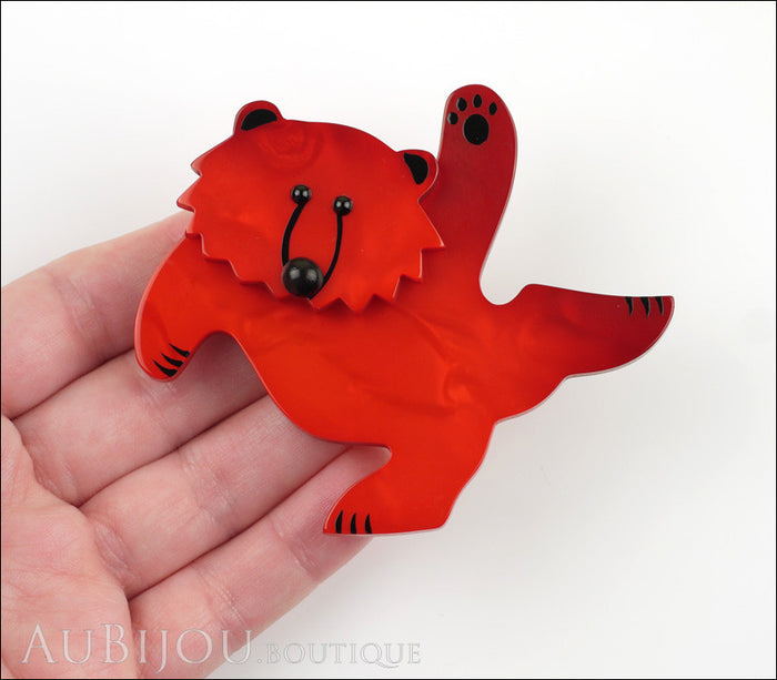 Marie-Christine Pavone Brooch Teddy Bear Red Galalith Paris France Model