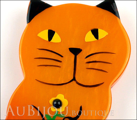 Marie-Christine Pavone Brooch Cat Leon Orange Galalith Paris France Gallery