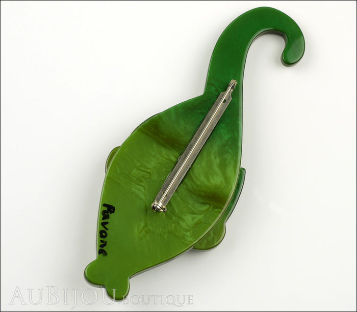Marie-Christine Pavone Brooch Cat Tintin Green Galalith Paris France Back