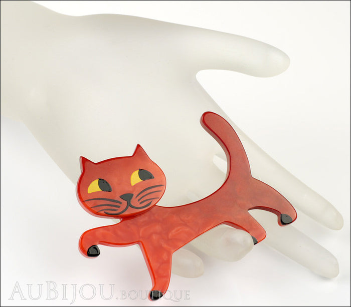 Marie-Christine Pavone Brooch Cat Titi Red Galalith Paris France Mannequin