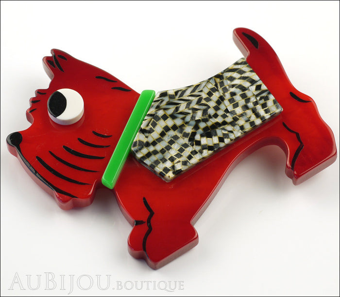 Marie-Christine Pavone Brooch Dog Jano Red Galalith Paris France Side