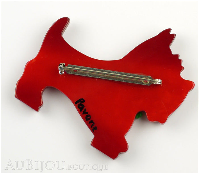 Marie-Christine Pavone Brooch Dog Jano Red Galalith Paris France Back