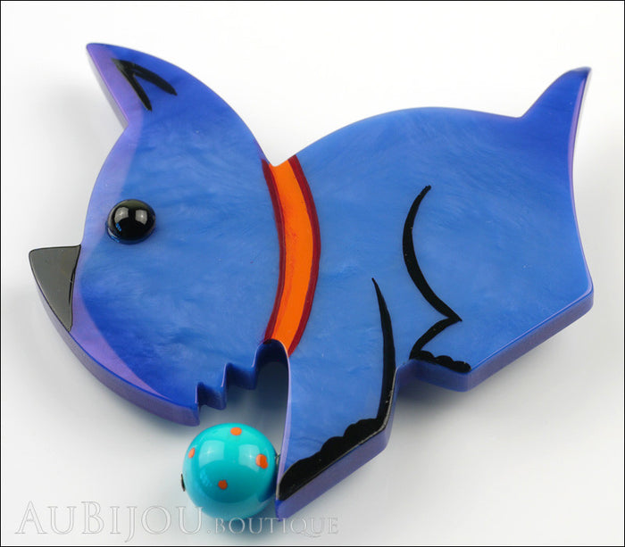 Marie-Christine Pavone Brooch Dog Lulu Blue Galalith Paris France Side