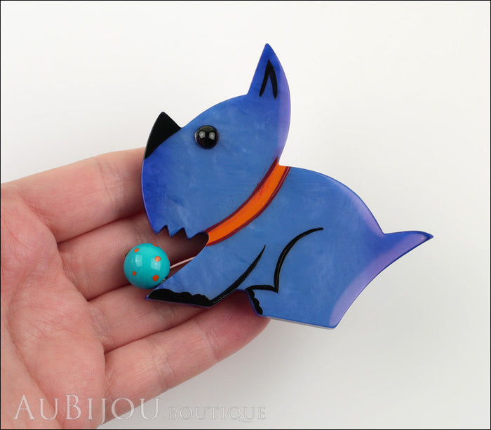 Marie-Christine Pavone Brooch Dog Lulu Blue Galalith Paris France Model
