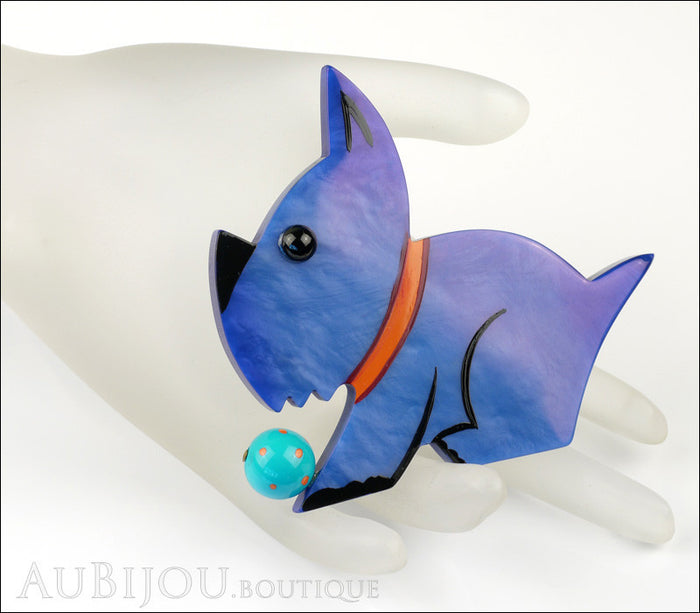 Marie-Christine Pavone Brooch Dog Lulu Blue Galalith Paris France Mannequin