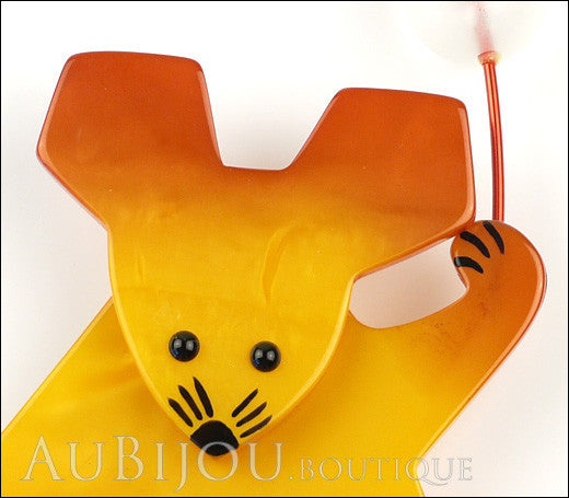 Marie-Christine Pavone Brooch Mouse With Balloon Yellow Galalith Paris France Gallery