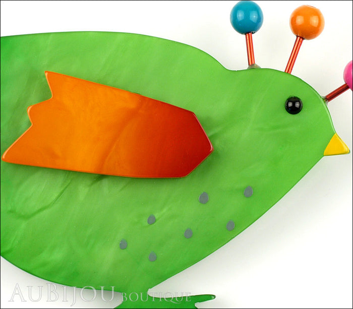 Marie-Christine Pavone Pin Brooch Bird Poule Hen Chicken Green Galalith Paris France Gallery