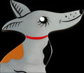 Marie-Christine Pavone Pin Brooch Dog Jack Russel Terrier Grey Galalith