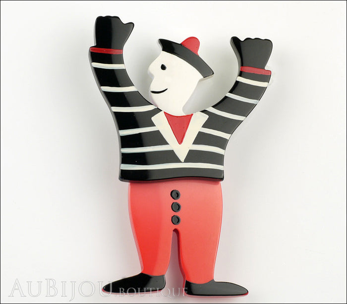 Marie-Christine Pavone Pin Brooch Sailor Seaman Red Black Galalith Paris France Front