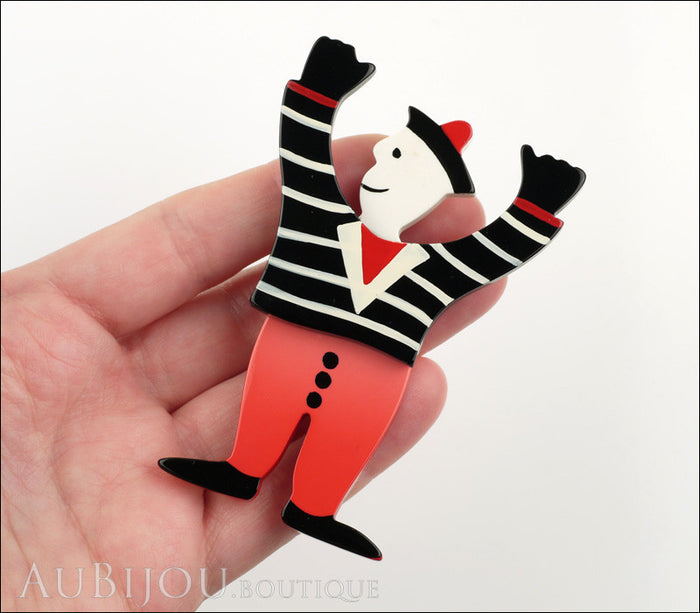 Marie-Christine Pavone Pin Brooch Sailor Seaman Red Black Galalith Paris France Model