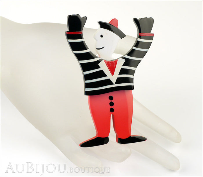 Marie-Christine Pavone Pin Brooch Sailor Seaman Red Black Galalith Paris France Mannequin