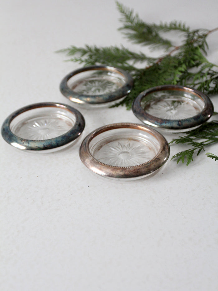 mid-century Leonard silver plate & coasters set /4
