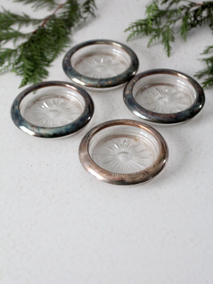 mid-century Leonard silver plate & coasters set /4