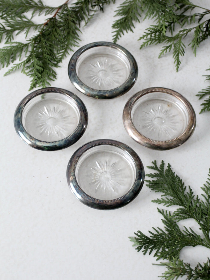 mid-century Leonard silver plate & coasters set /4