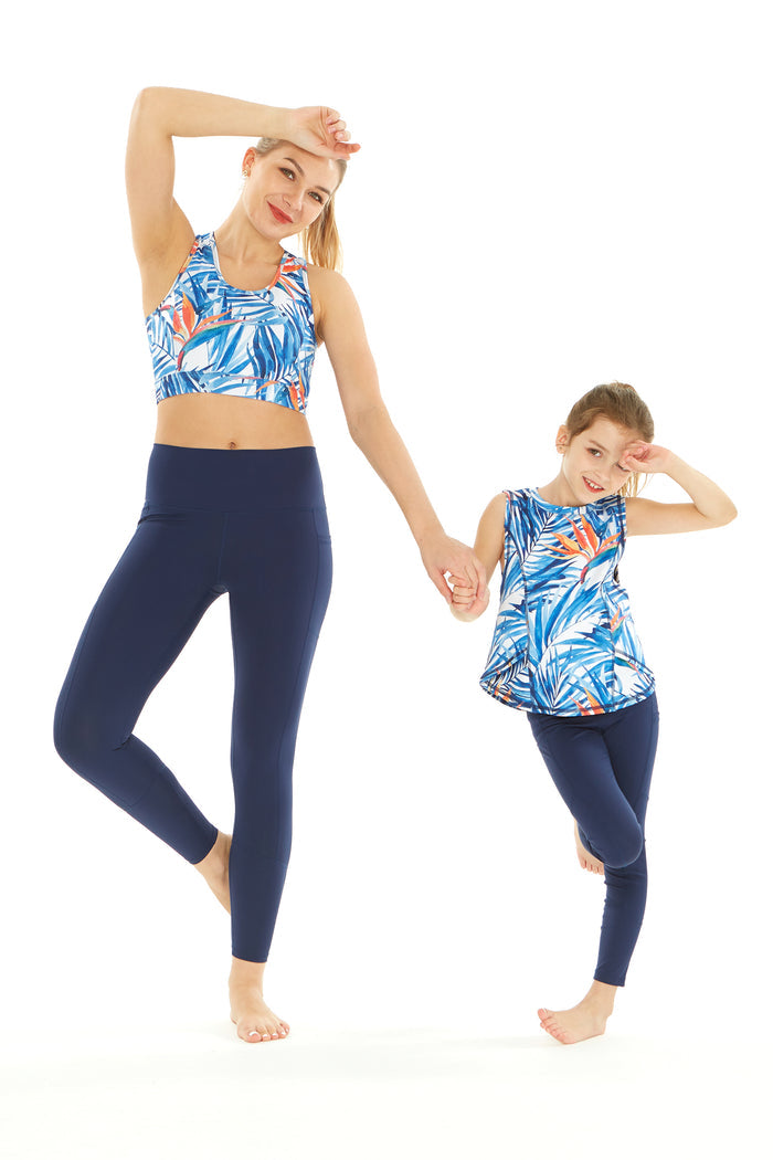 Mother Daughter Athletic Set in Firebird Blue White