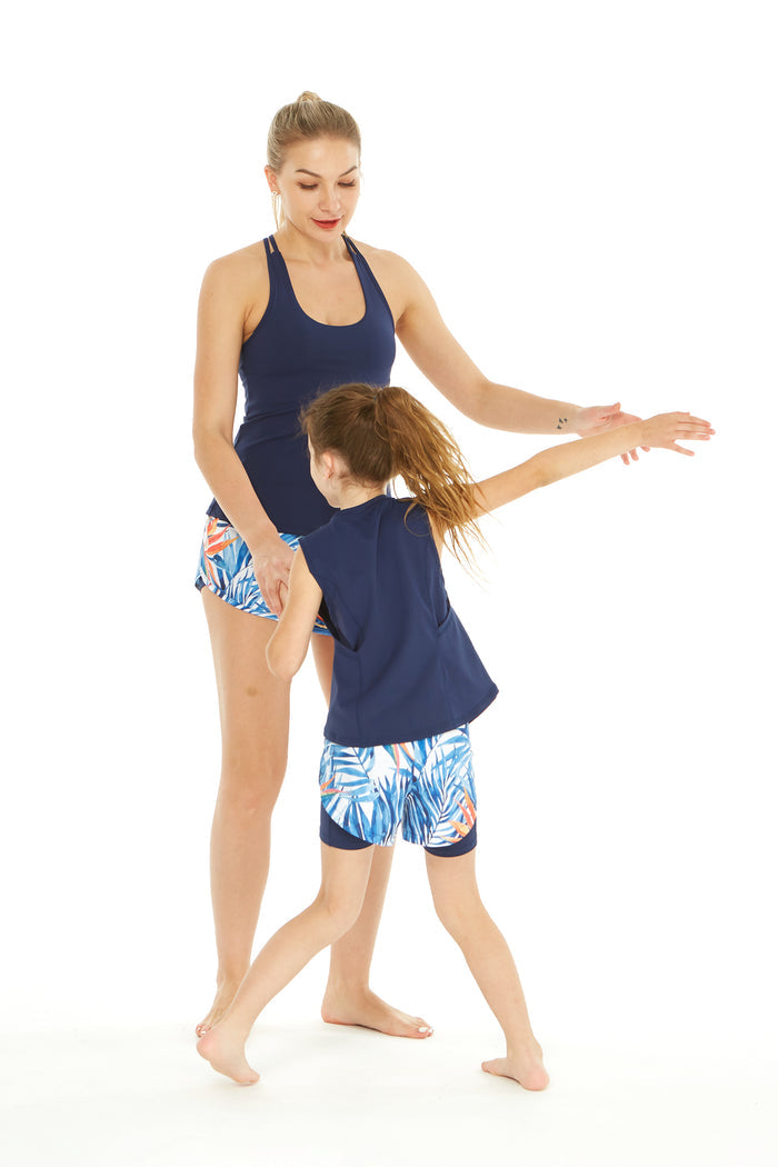 Mother Daughter Athletic Set in Firebird Blue White