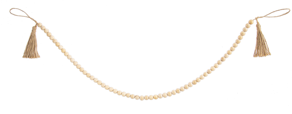 Natural Wood Beaded Garland w/ Tassel