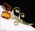 Nolan Miller Large Floral Flower Topaz Faceted Glass Rhinestone Brooch Pin