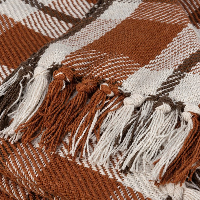 Orange Plaid Throw