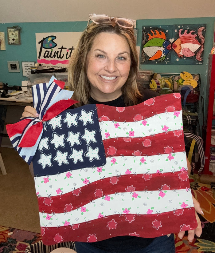 Patchwork Flag Wood Sign/Door Hanger (DIY)
