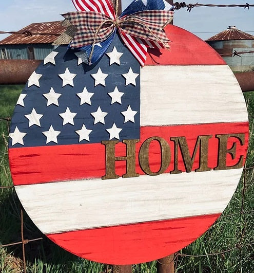 Patriotic Home Wooden Door Hanger