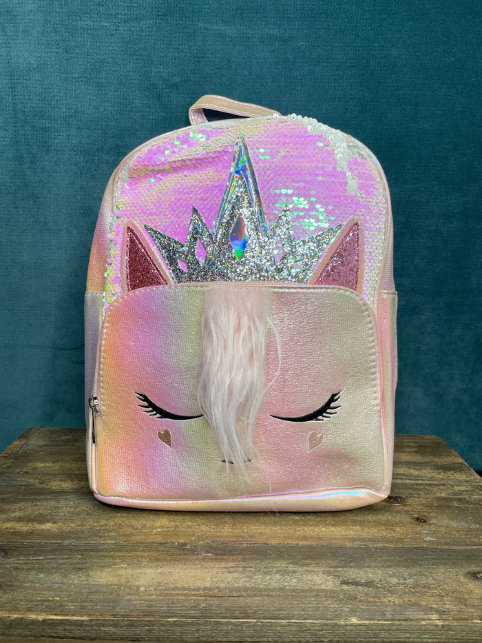 Pink Unicorn Back Pack with Mane