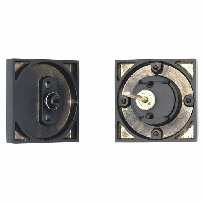PINKYS deadbolt with interior thumb turn in matte black finish.