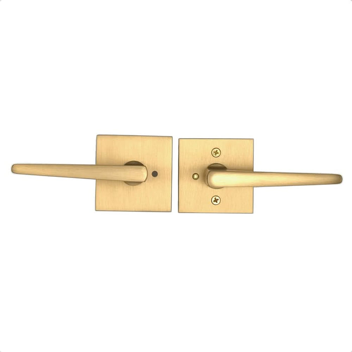 PINKYS privacy lever with push button lock for interior door in brass.