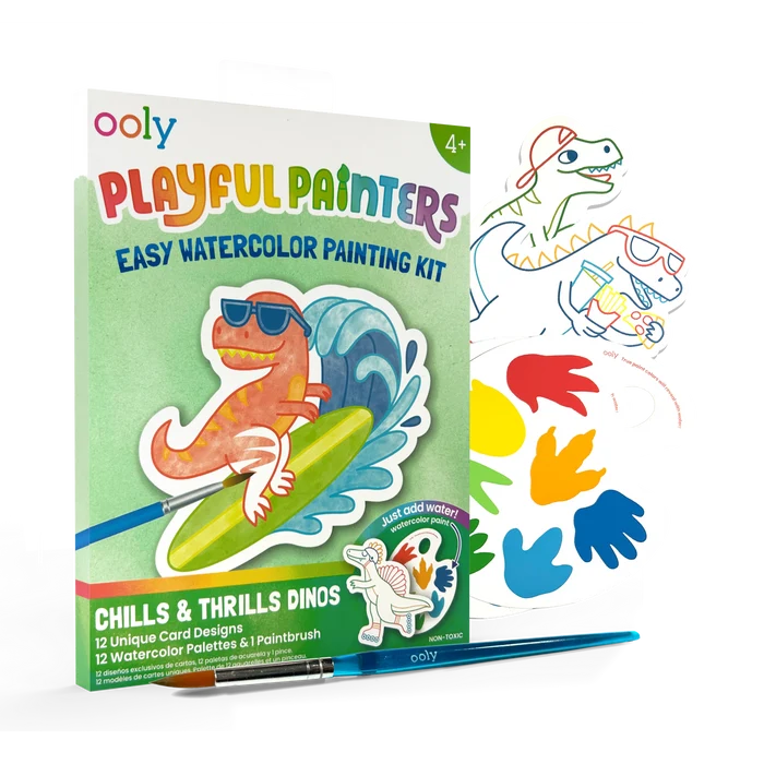 Playful Painters: Easy Watercolor Painting Kit- Chills & Thrills Dinos