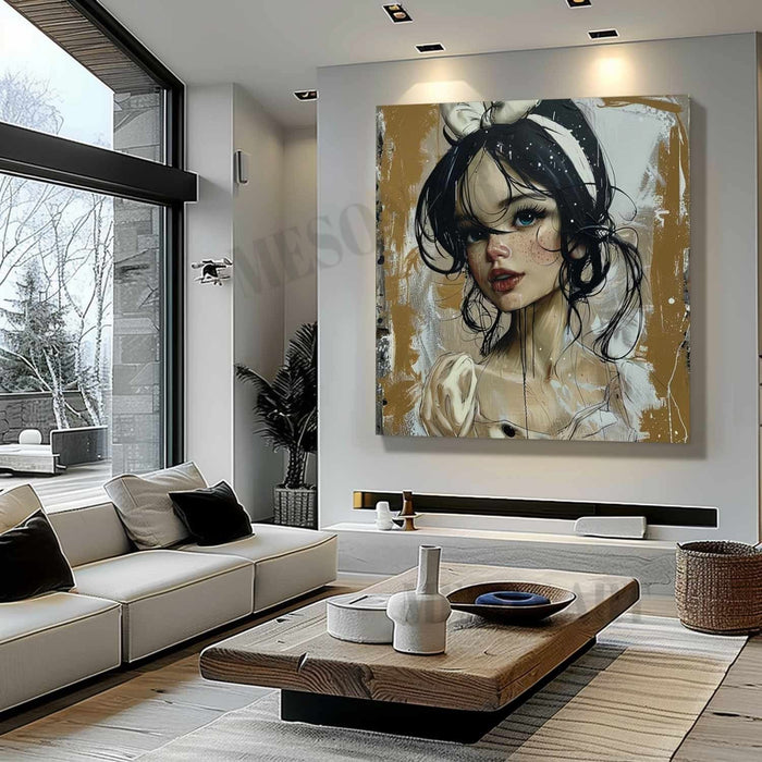 Snow White Pop Canvas Art Snow White Pop Wall Art Snow White Oil Painting Snow White Doodle Art