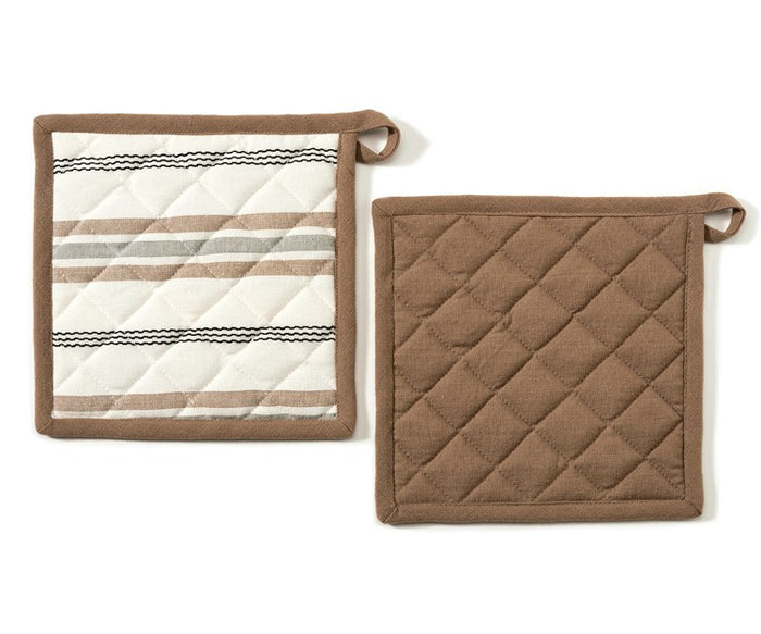 Pot Holders- Blue/Brown Set of 2