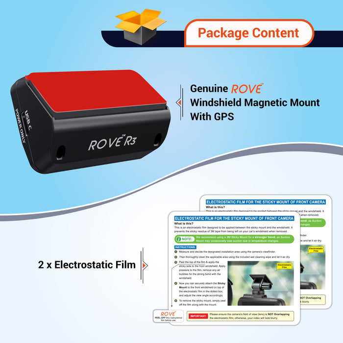 Magnetic GPS windshield mount with included electrostatic film sheets