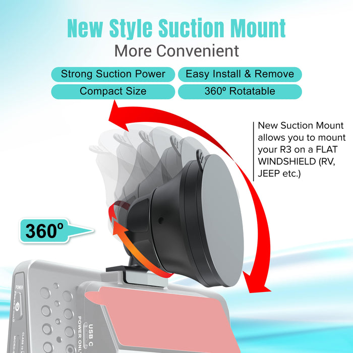 360° rotatable windshield suction mount with compact mounting base