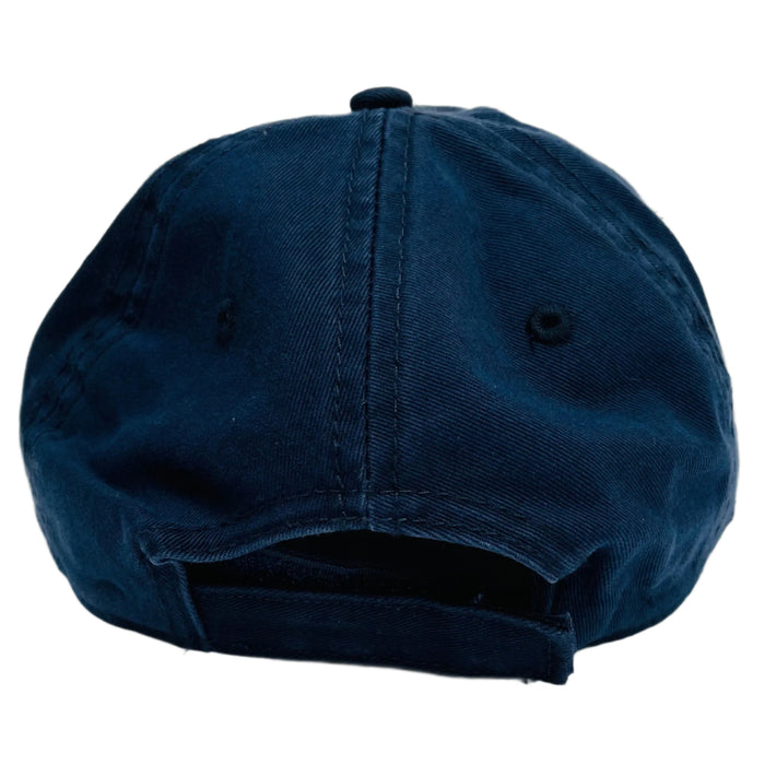 Red/White Viking ship on navy blue baseball cap