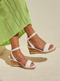 Regan White Faux Leather Wedge Sandals
