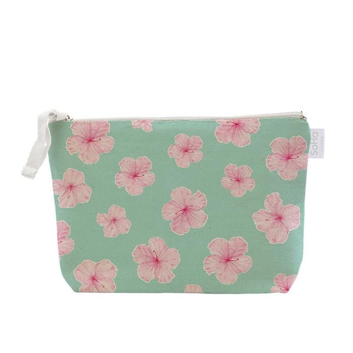 Rosy Hibiscus Cosmetic Bag, Large
