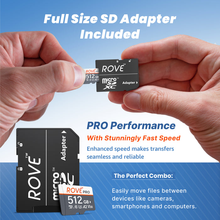 ROVE PRO microSDXC card with full-size SD adapter included