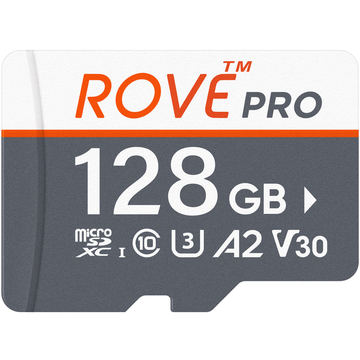 ROVE PRO 128GB microSDXC memory card with A2 V30 and class 10 label